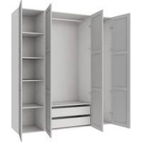 Wickes Ashland Grey Shaker 3 Cabinet Quad Wardrobe with Shelves & Drawers - 2250 x 2000mm