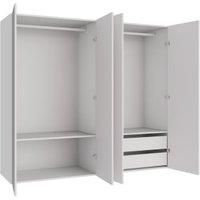 Wickes Claydon White Slab 2 Cabinet Quad Wardrobe with Shelves & Drawers - 1800 x 2000mm