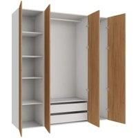 Wickes Claydon Oak Slab 3 Cabinet Quad Wardrobe with Shelves & Drawers - 2250 x 2000mm