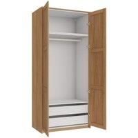 Wickes Ashland Oak Shaker Double Wardrobe with Drawers, Rail, Plinth & Panels - 2333 x 1036mm