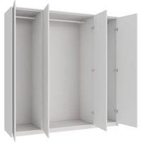 Wickes Claydon White Slab 3 Cabinet Quad Wardrobe with Rail, Plinth & Panels - 2083 x 2036mm