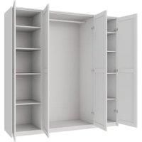 Wickes Ashland White Shaker 3 Cabinet Quad Wardrobe with Shelves, Rail, Plinth & Panels - 2083 x 2036mm