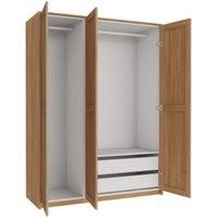 Wickes Ashland Oak Shaker Triple Wardrobe with Shelves, Drawers, Plinth & Panels - 2083 x 1536mm