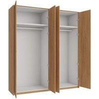 Wickes Claydon Oak Slab 4 Cabinet Quad Wardrobe with Rail, Plinth & Panels - 2333 x 2036mm