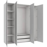 Wickes Claydon Grey Slab 3 Cabinet Quad Wardrobe with Shelves & Drawers - 2250 x 2000mm