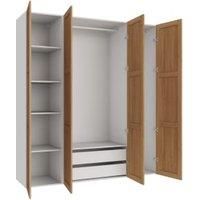 Wickes Ashland Oak Shaker 3 Cabinet Quad Wardrobe with Shelves & Drawers - 2250 x 2000mm