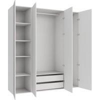 Wickes Claydon White Slab 3 Cabinet Quad Wardrobe with Shelves & Drawers - 2250 x 2000mm