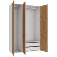 Wickes Ashland Oak Shaker Triple Wardrobe with Shelves & Drawers - 2250 x 1500mm