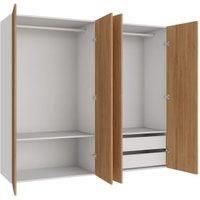 Wickes Claydon Oak Slab 2 Cabinet Quad Wardrobe with Shelves & Drawers - 1800 x 2000mm