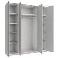 Wickes Claydon Grey Slab 6 Cabinet Quad Wardrobe with Rail, Shelves, Plinth & Panels - 2333 x 2036mm