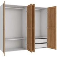 Wickes Ashland Oak Shaker 2 Cabinet Quad Wardrobe with Shelves & Drawers - 1800 x 2000mm