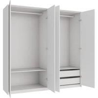 Wickes Claydon White Slab 2 Cabinet Quad Wardrobe with Shelves, Drawers, Plinth & Panels - 2083 x 2036mm