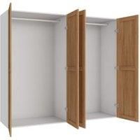 Wickes Ashland Oak Shaker 2 Cabinet Quad Wardrobe with Rail - 1800 x 2000mm