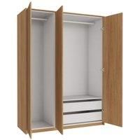 Wickes Claydon Oak Slab Triple Wardrobe with Drawers, Shelves, Plinth & Panels - 2083 x 1536mm