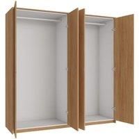 Wickes Claydon Oak Slab 2 Cabinet Quad Wardrobe with Rail, Plinth & Panels - 2083 x 2036mm