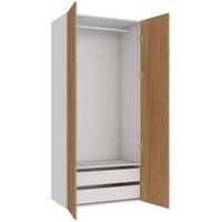 Wickes Claydon Oak Slab Double Wardrobe with Rail & Drawers 2250 x 1000mm