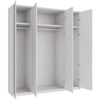 Wickes Claydon White Slab 6 Cabinet Quad Wardrobe with Rail, Plinth & Panels - 2333 x 2036mm