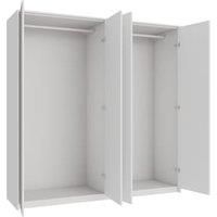 Wickes Claydon White Slab 2 Cabinet Quad Wardrobe with Rail, Plinth & Panels - 2083 x 2036mm