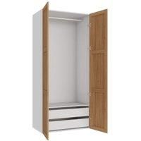 Wickes Ashland Oak Shaker Double Wardrobe with Drawers & Rail - 2250 x 1000mm