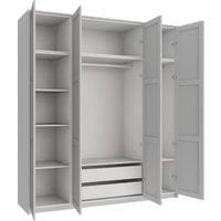 Wickes Ashland Grey Shaker 6 Cabinet Quad Wardrobe with Shelves, Drawers, Plinth & Panels - 2333 x 2036mm