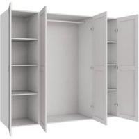 Wickes Ashland White Shaker 3 Cabinet Quad Wardrobe with Shelves & Rail - 1800 x 2000mm
