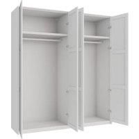 Wickes Ashland White Shaker 4 Cabinet Quad Wardrobe with Rail, Plinth & Panels - 2333 x 2036mm