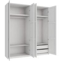Wickes Ashland White Shaker 4 Cabinet Quad Wardrobe with Shelves, Drawers, Rail, Plinth & Panels - 2333 x 2036mm