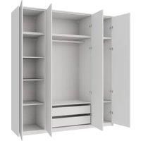 Wickes Claydon White Slab 6 Cabinet Quad Wardrobe with Shelves, Drawers, Plinth & Panels - 2333 x 2036mm