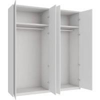Wickes Claydon White Slab 4 Cabinet Quad Wardrobe with Rail, Plinth & Panels - 2333 x 2036mm
