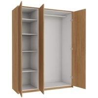 Wickes Claydon Oak Slab Triple Wardrobe with Rail, Shelves, Plinth & Panels - 2083 x 1536mm
