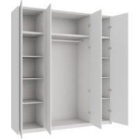 Wickes Claydon White Slab 6 Cabinet Quad Wardrobe with Rail, Shelves, Plinth & Panels - 2333 x 2036mm
