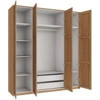 Wickes Ashland Oak Shaker 6 Cabinet Quad Wardrobe with Shelves, Drawers, Plinth & Panels - 2333 x 2036mm