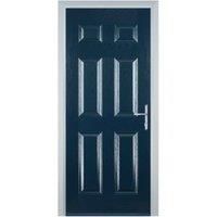 Door-Stop 6 Panel Blue Left Hand FD30 Integral Garage Fire Door Set - 920 x 2079mm