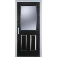 Door-Stop 2 Panel 1 Square Black Right Hand Composite Door - 840 x 2100mm