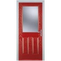 Door-Stop 2 Panel 1 Square Red Left Hand Composite Door - 840 x 2100mm