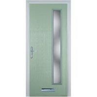 Door-Stop Cottage Long Glazed Chartwell Green Right Hand Composite Door - 840 x 2100mm