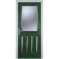 Door-Stop 2 Panel 1 Square Green Right Hand Composite Door - 840 x 2100mm