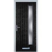 Door-Stop Cottage Long Glazed Black Right Hand Composite Door - 840 x 2100mm