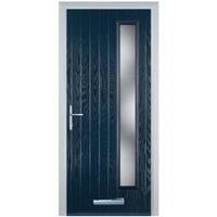Door-Stop Cottage Long Glazed Blue Right Hand Composite Door - 840 x 2100mm