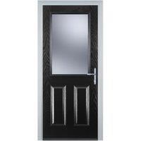 Door-Stop 2 Panel 1 Square Black Left Hand Composite Door - 920 x 2100mm