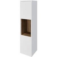 Wickes Nexus Matt White & Natural Halifax Oak Wall Hung Tower Unit - 1400 x 350mm