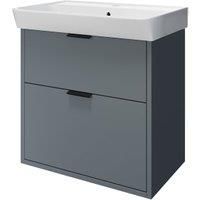 Wickes Nova Monument Grey Wall Hung Vanity Unit & Easton Basin - 635 x 500mm