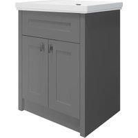 Wickes Hayman Dove Grey Traditional Freestanding Vanity Unit & Haven Basin - 881 x 600mm
