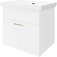Wickes Haven Matt White Wall Hung Vanity Unit & Haven Basin - 579 x 600mm