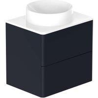 Nexa By Vado Veva Midnight Blue Wall Hung Vanity Unit with White Ceramic Worktop & Round Countertop Basin - 600mm