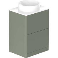 Nexa By VADO Veva Dawn Green Freestanding Vanity Unit with White Ceramic Worktop & Round Countertop Basin - 600mm