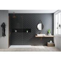 Nexa By Merlyn 8mm Brushed Bronze Frameless Wet Room Shower Screen & Horizontal Bracing Bar - 900mm