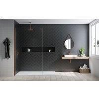 Nexa By Merlyn 8mm Brushed Bronze Frameless Wet Room Shower Screen & Horizontal Bracing Bar - 1000mm