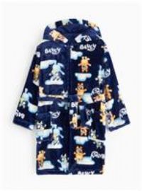 Bluey Character Print Navy Fleece Dressing Gown 5-6 years