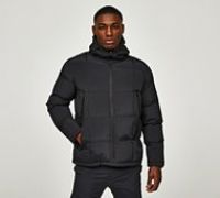 Brave Soul Box Quilt Crinkle Puffer Jacket - Black - Size L